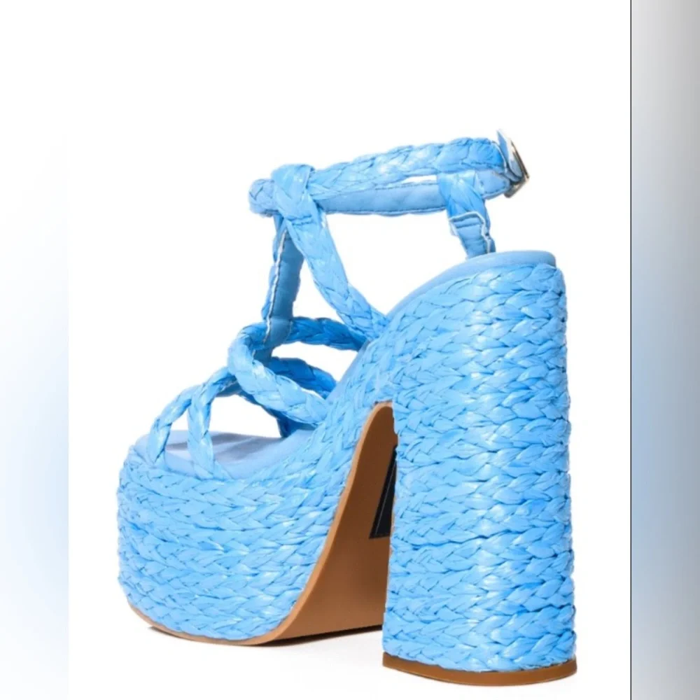 Azalea Wang Tropical Blue Braided Platform Sandals